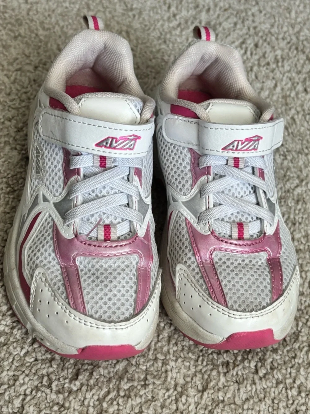 Avia White and Pink Kids Sneakers